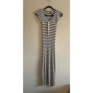 RIXO London Striped Sleeveless Midi Dress | Size S (US 8/ UK 12)